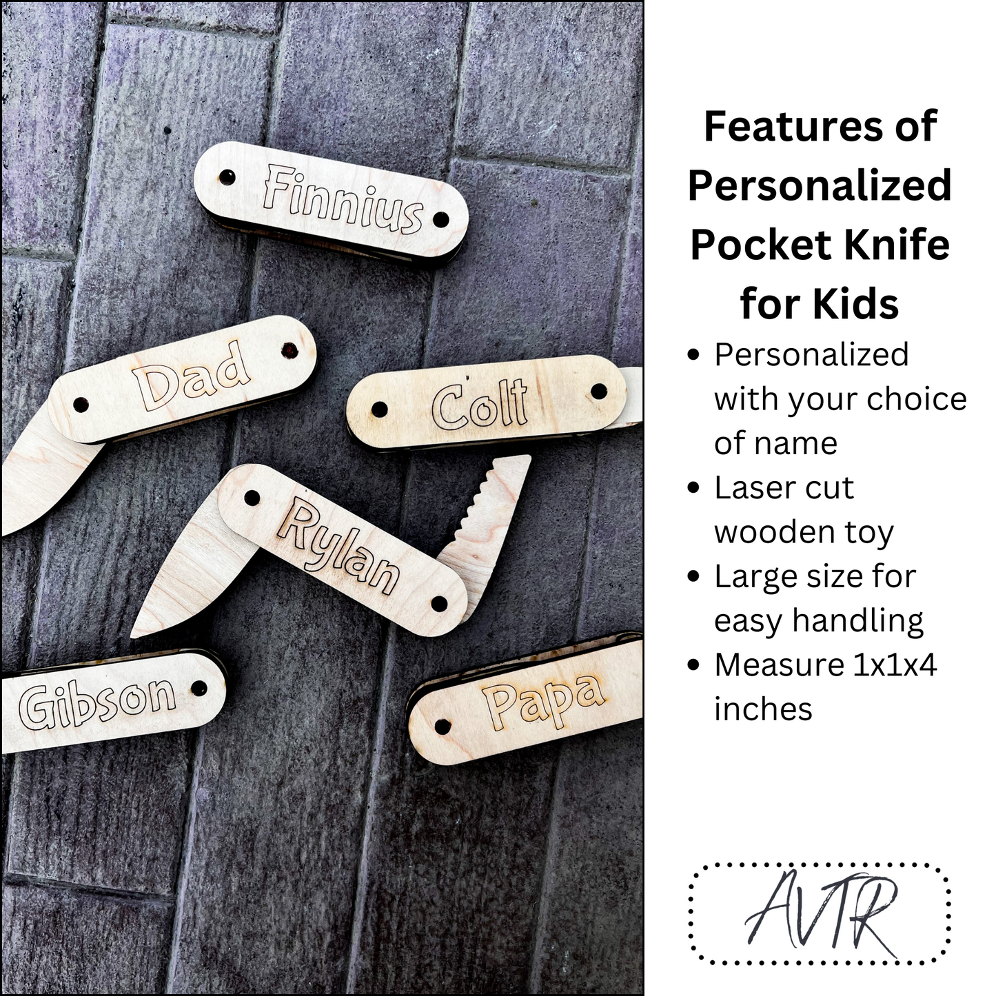Wooden Toy Pocket Knife for Kids (Personalized) - A Vision to Remember