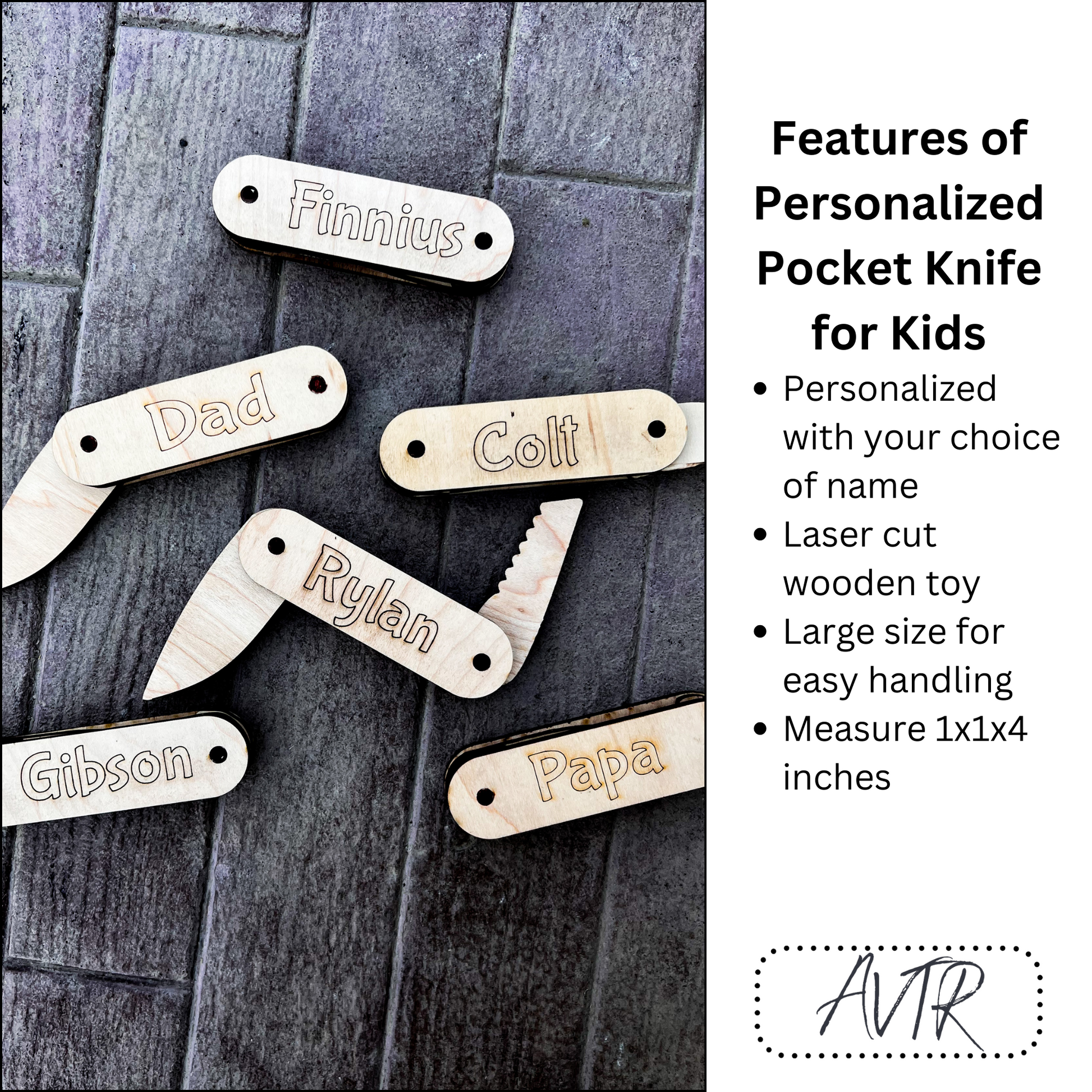 Wooden Toy Pocket Knife for Kids (Personalized) - A Vision to Remember
