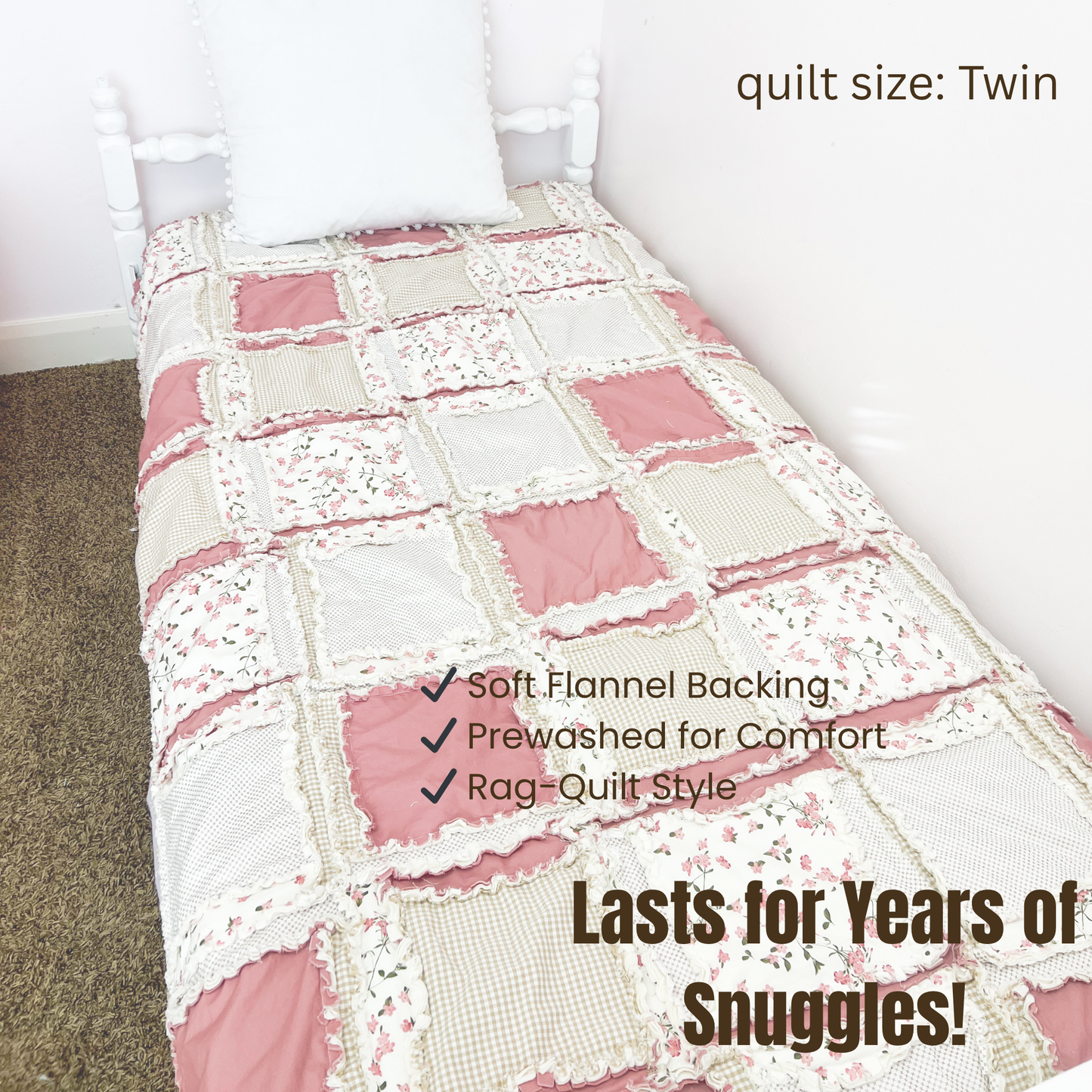 Mauve & Tan Plaid Floral Baby Girl Crib Quilt – Earthy Boho Nursery Bedding - A Vision to Remember