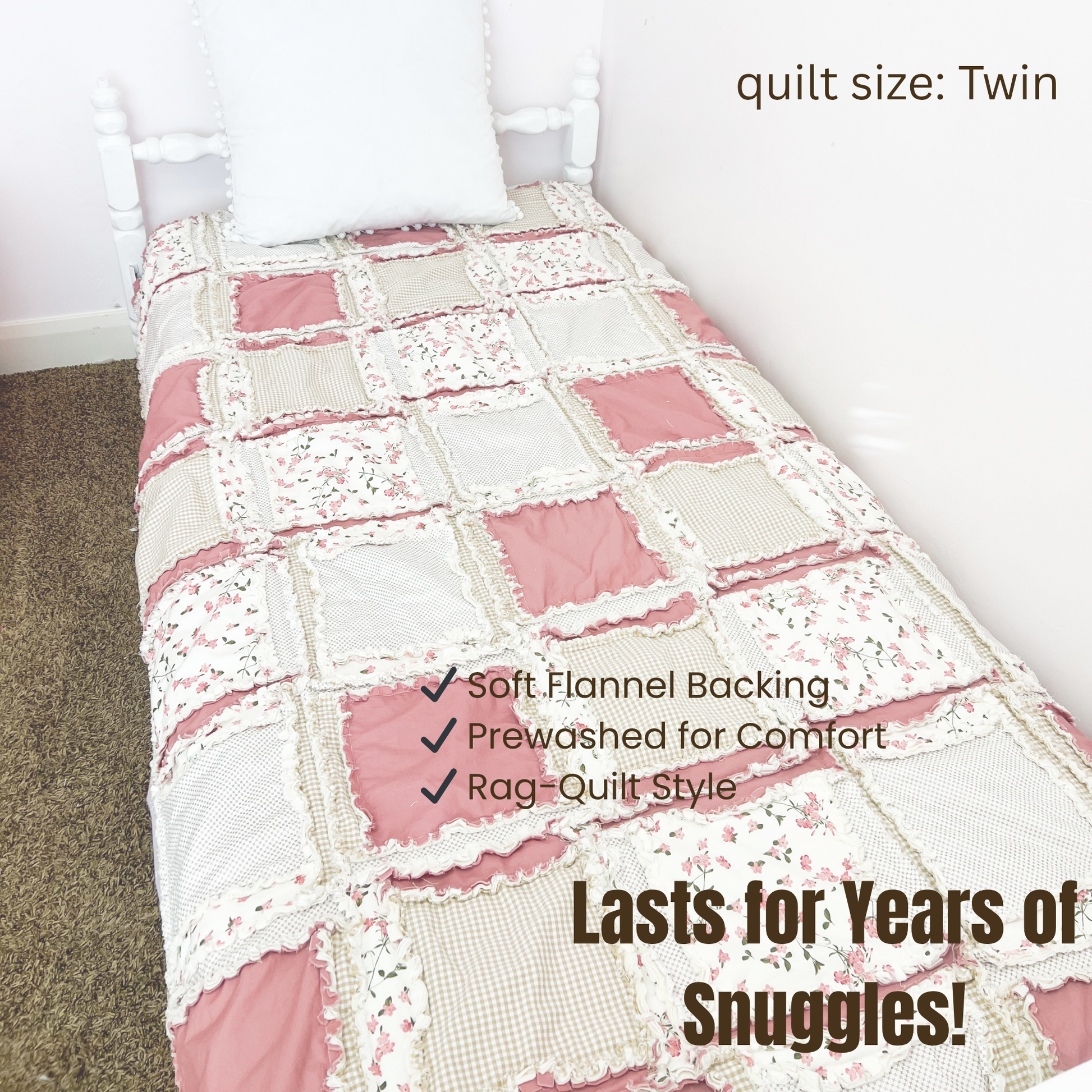 Mauve & Tan Plaid Floral Baby Girl Crib Quilt – Earthy Boho Nursery Bedding - A Vision to Remember