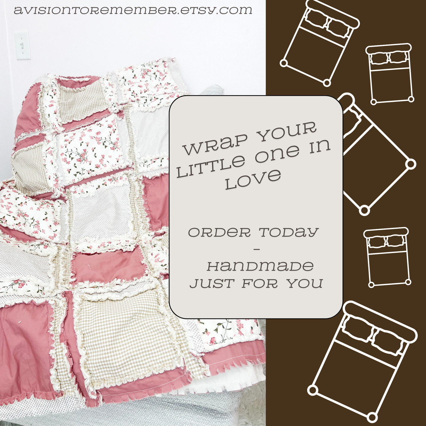 Mauve & Tan Plaid Floral Baby Girl Crib Quilt – Earthy Boho Nursery Bedding - A Vision to Remember