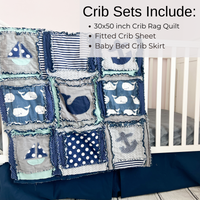 Nautical Crib Bedding for Baby Boy’s Nursery – Grey & Navy Blue Rag Quilt Set - A Vision to Remember