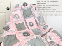 Soft Pink & Gray Flower Baby Girl Rag Quilt – Handmade Crib Bedding for Nursery Decor - A Vision to Remember