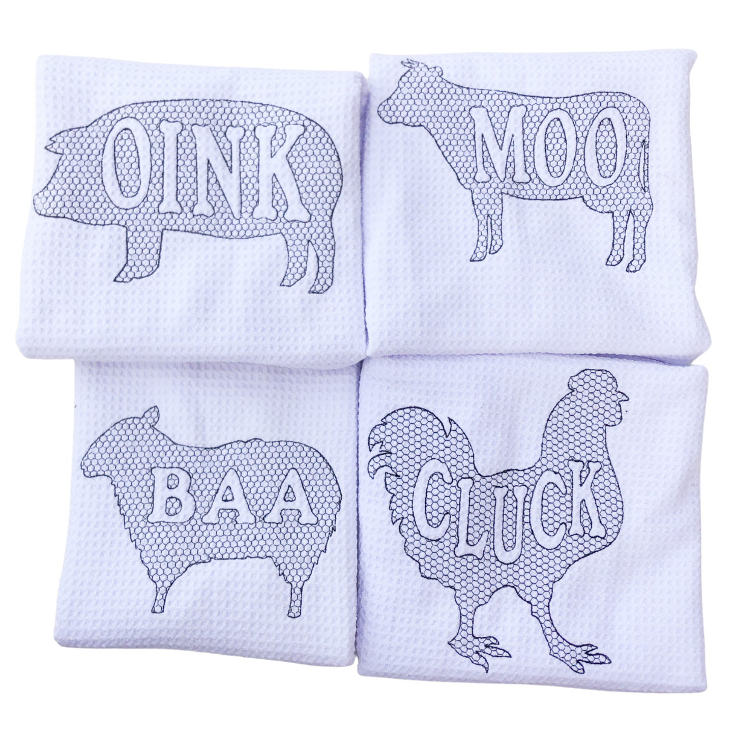 Farmhouse Kitchen Towels | Cow, Chicken, Sheep, Pig - A Vision to Remember
