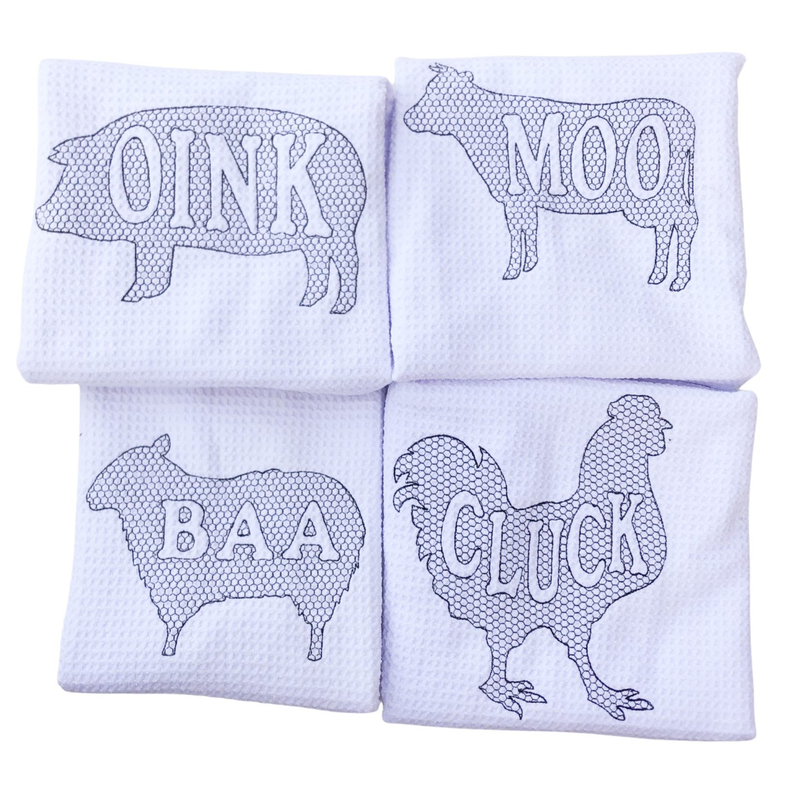 Farmhouse Kitchen Towels | Cow, Chicken, Sheep, Pig - A Vision to Remember