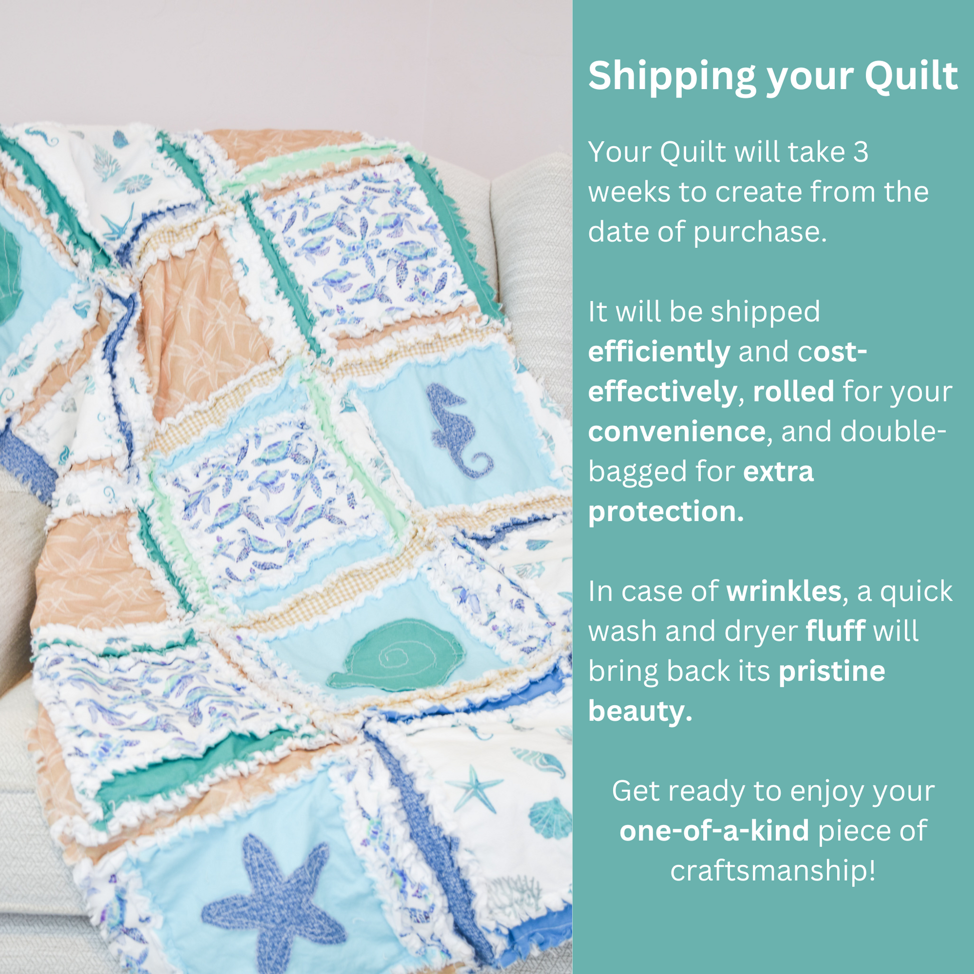 Beach Baby Bedding Rag Quilt – Coastal Theme Baby Quilt for Nursery, Handmade & Soft - A Vision to Remember