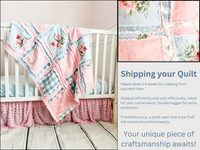 Shabby Baby Girl Rag Quilt | Vintage Pink and Blue Blankets - A Vision to Remember