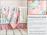 Shabby Baby Girl Rag Quilt | Vintage Pink and Blue Blankets - A Vision to Remember