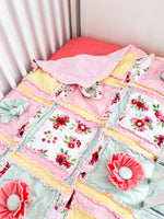Ruffle Flower Baby Girl Crib Bedding in Yellow, Pink, and Mint - A Vision to Remember