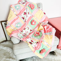 Ruffle Flower Baby Girl Crib Bedding in Yellow, Pink, and Mint - A Vision to Remember