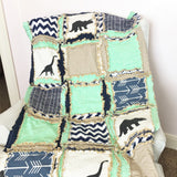 Dinosaur Crib Bedding | Tan, Mint, Navy - A Vision to Remember