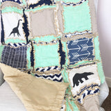 Dinosaur Crib Bedding | Tan, Mint, Navy - A Vision to Remember