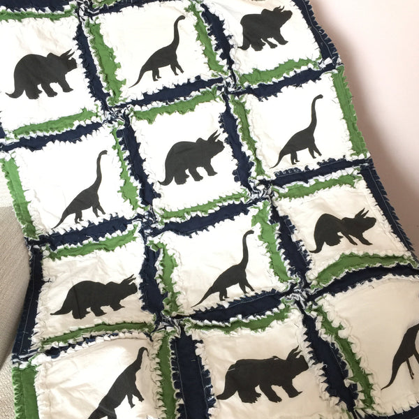 Dinosaur Crib Bedding | Green & Navy - A Vision to Remember