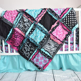 Zebra Crib Bedding Baby Girl Nursery - Hot Pink, Black, Aqua - A Vision to Remember