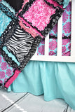 Zebra Crib Bedding Baby Girl Nursery - Hot Pink, Black, Aqua - A Vision to Remember