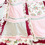 Pink Crib Bedding | Gray, Burgundy, Vintage Floral - A Vision to Remember