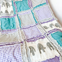 Elephant Crib Bedding - Turquoise / Purple / Gray - A Vision to Remember