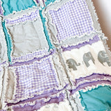 Elephant Crib Bedding - Turquoise / Purple / Gray - A Vision to Remember