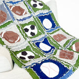 Baby Boy Sports Crib Bedding with Basketballs, Baseballs, and Footballs, Green Blue Gray - A Vision to Remember