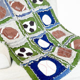 Baby Boy Sports Crib Bedding with Basketballs, Baseballs, and Footballs, Green Blue Gray - A Vision to Remember