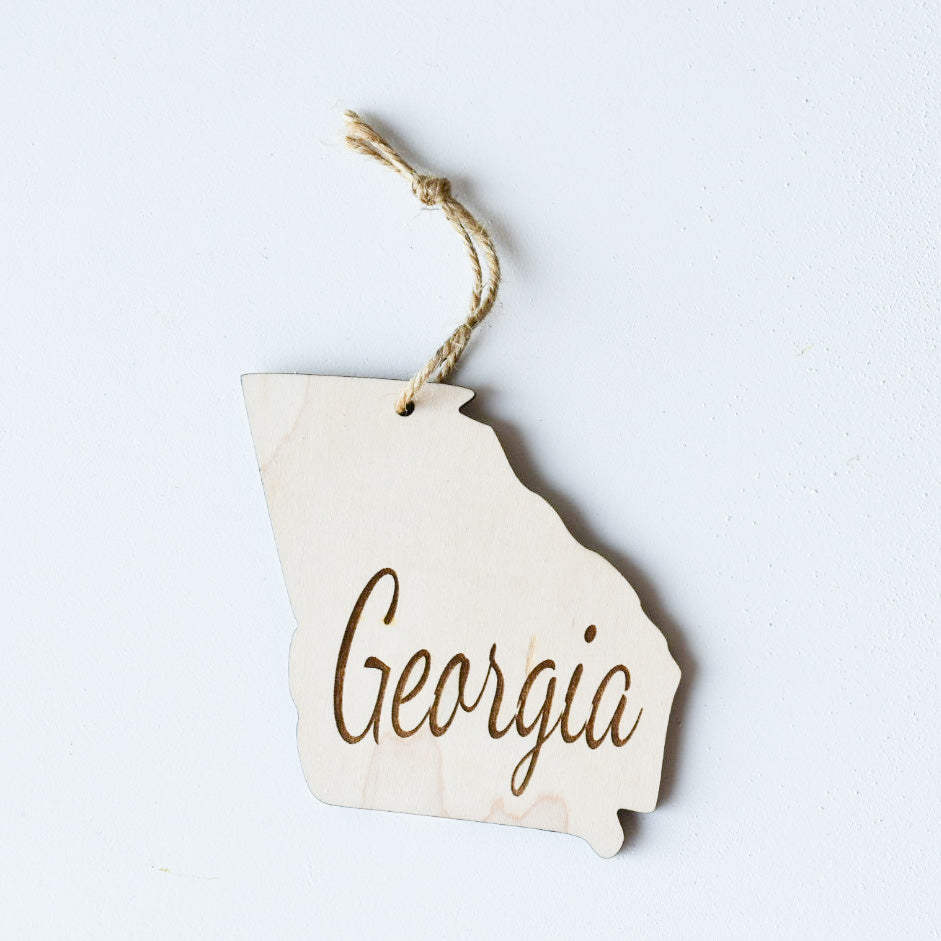 Wooden Engraved State Christmas Ornament - All 50 Available - A Vision to Remember