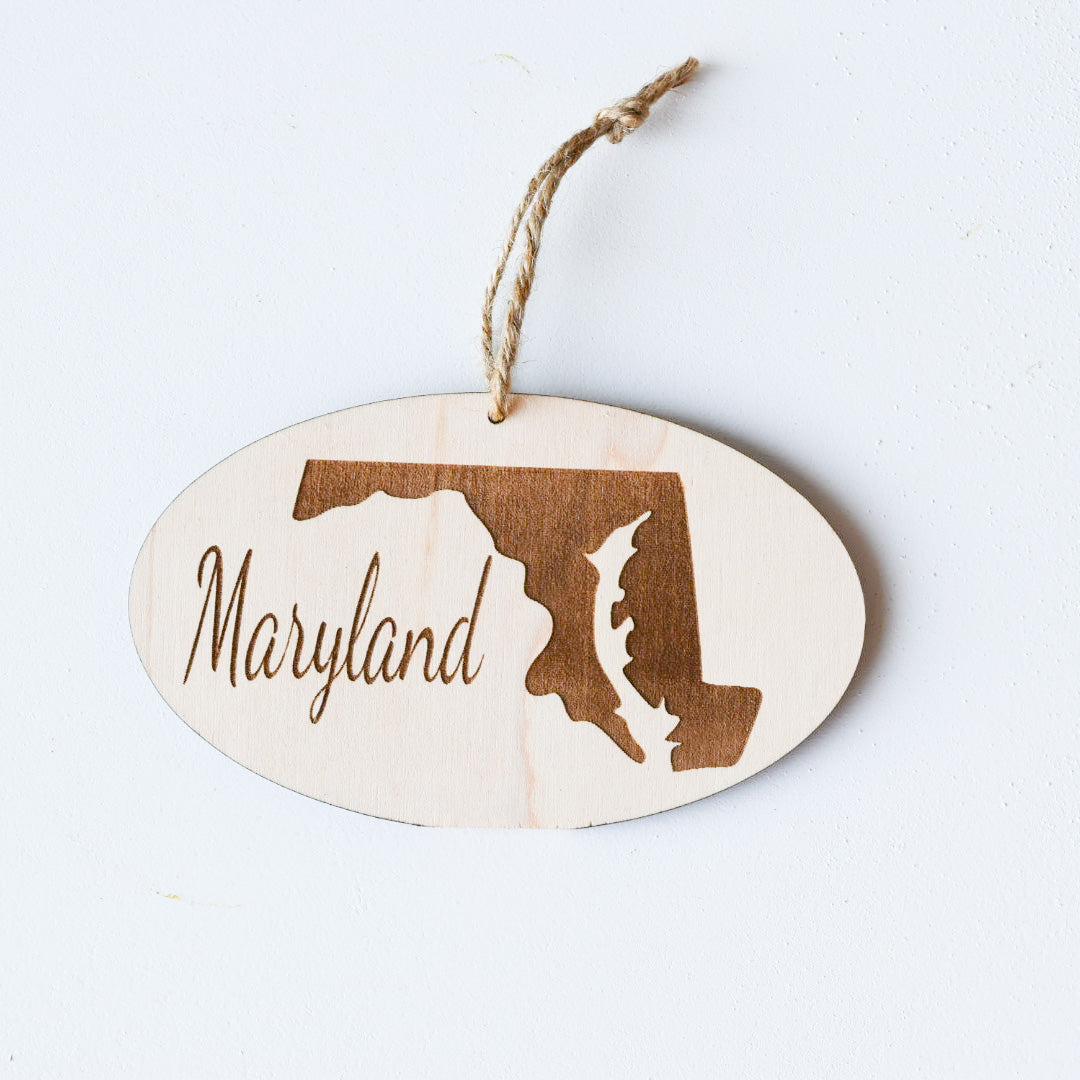 Wooden Engraved State Christmas Ornament - All 50 Available - A Vision to Remember