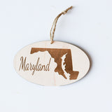 Wooden Engraved State Christmas Ornament - All 50 Available - A Vision to Remember