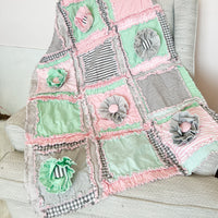 Floral Crib Bedding | Mint, Pink, and Gray - A Vision to Remember