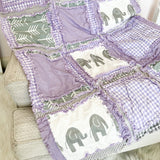Elephant Crib Bedding - Purple / Gray - A Vision to Remember