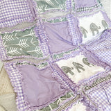 Elephant Crib Bedding - Purple / Gray - A Vision to Remember