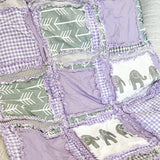 Elephant Crib Bedding - Purple / Gray - A Vision to Remember