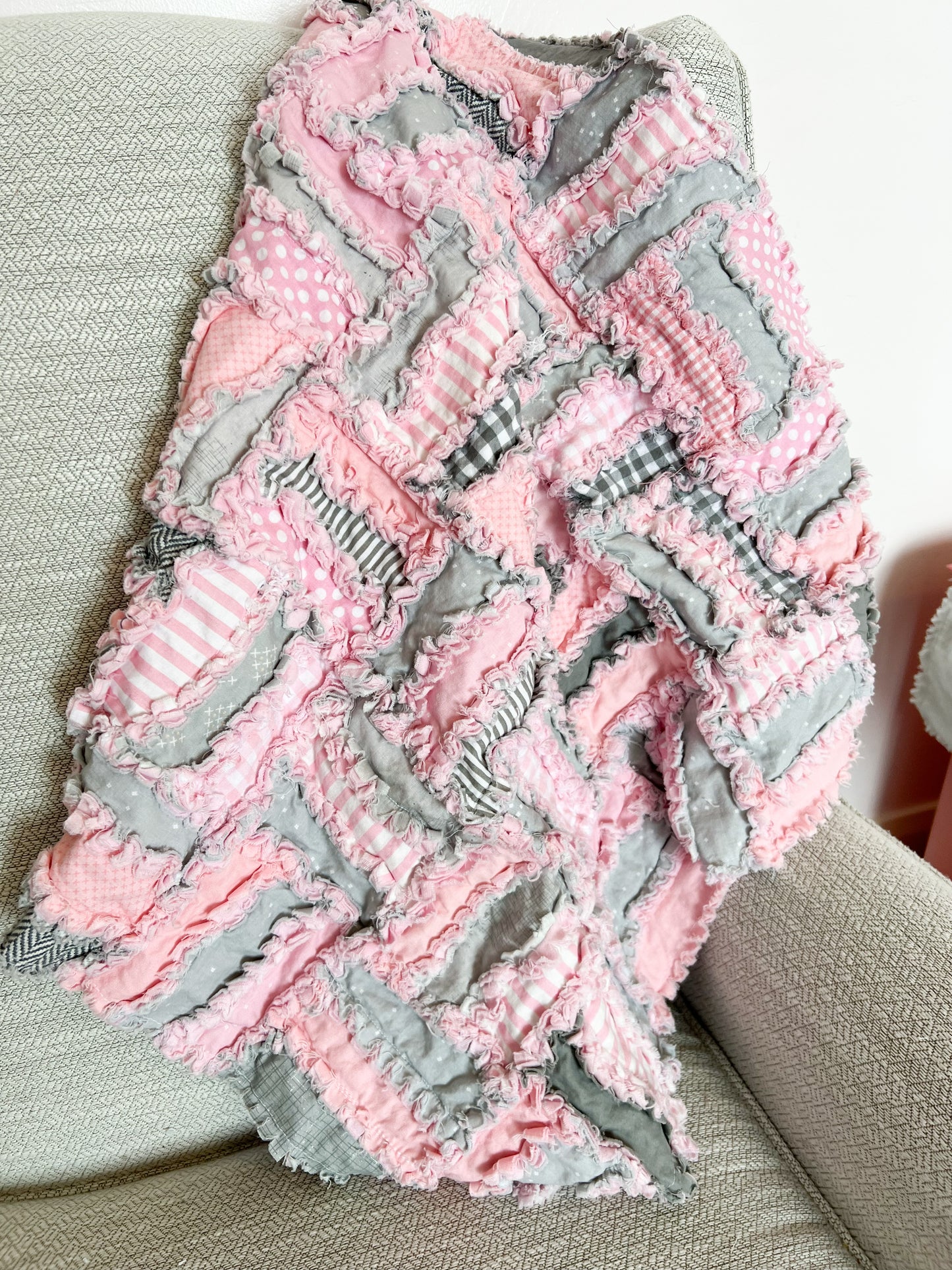 Jelly Roll Rail Fence Rag Quilt Pattern for Baby - A Vision to Remember