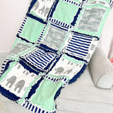 Elephant Crib Set - Mint / Navy / Gray - A Vision to Remember
