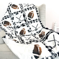 Sport Baby Quilt - Black / White - Football / Hockey - A Vision to Remember