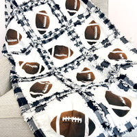 Sport Baby Quilt | Navy Plaid | Football - A Vision to Remember