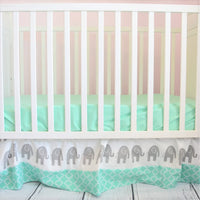 Elephant Crib Set - Mint / Navy / Gray - A Vision to Remember