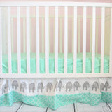 Elephant Crib Set - Mint / Navy / Gray - A Vision to Remember