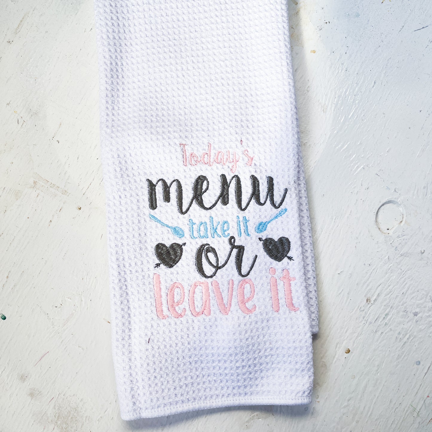 Embroidered Funny Kitchen Towel - A Vision to Remember