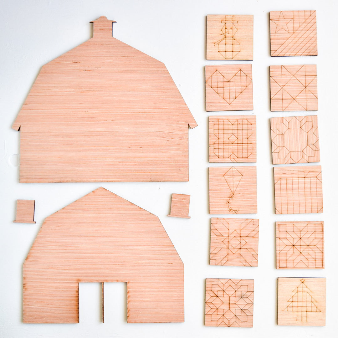 Wooden Barn Craft Kit with Interchangeable Quilt Blocks - A Vision to Remember