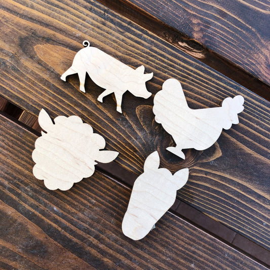 Farm Animal Door Hanger Unfinished Wood Sign