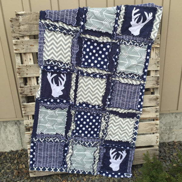 Woodland Crib Bedding - Navy / Gray - A Vision to Remember