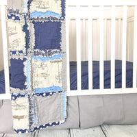 Airplane Nursery Bedding | Navy Blue & Gray