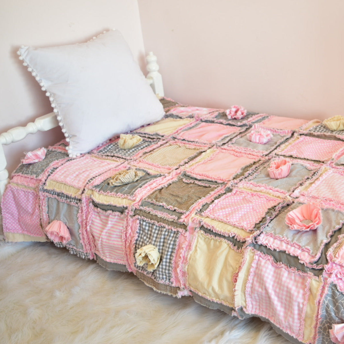 Pink and Gray Bedding, Twin thru King Size - A Vision to Remember