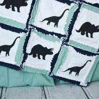 Dinosaur Crib Bedding | Mint / Gray - A Vision to Remember