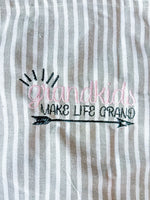 Waterproof Gray Striped Apron with optional Custom Embroidery - A Vision to Remember
