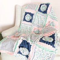 Floral Crib Bedding | Blush, Navy Blue - A Vision to Remember
