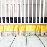 Dark Purple Fringe Trim Gathered Crib Skirt, Other Colors Available - A Vision to Remember