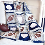 Sports Baby Quilt - Navy / Gray - Football / Baseball - A Vision to Remember