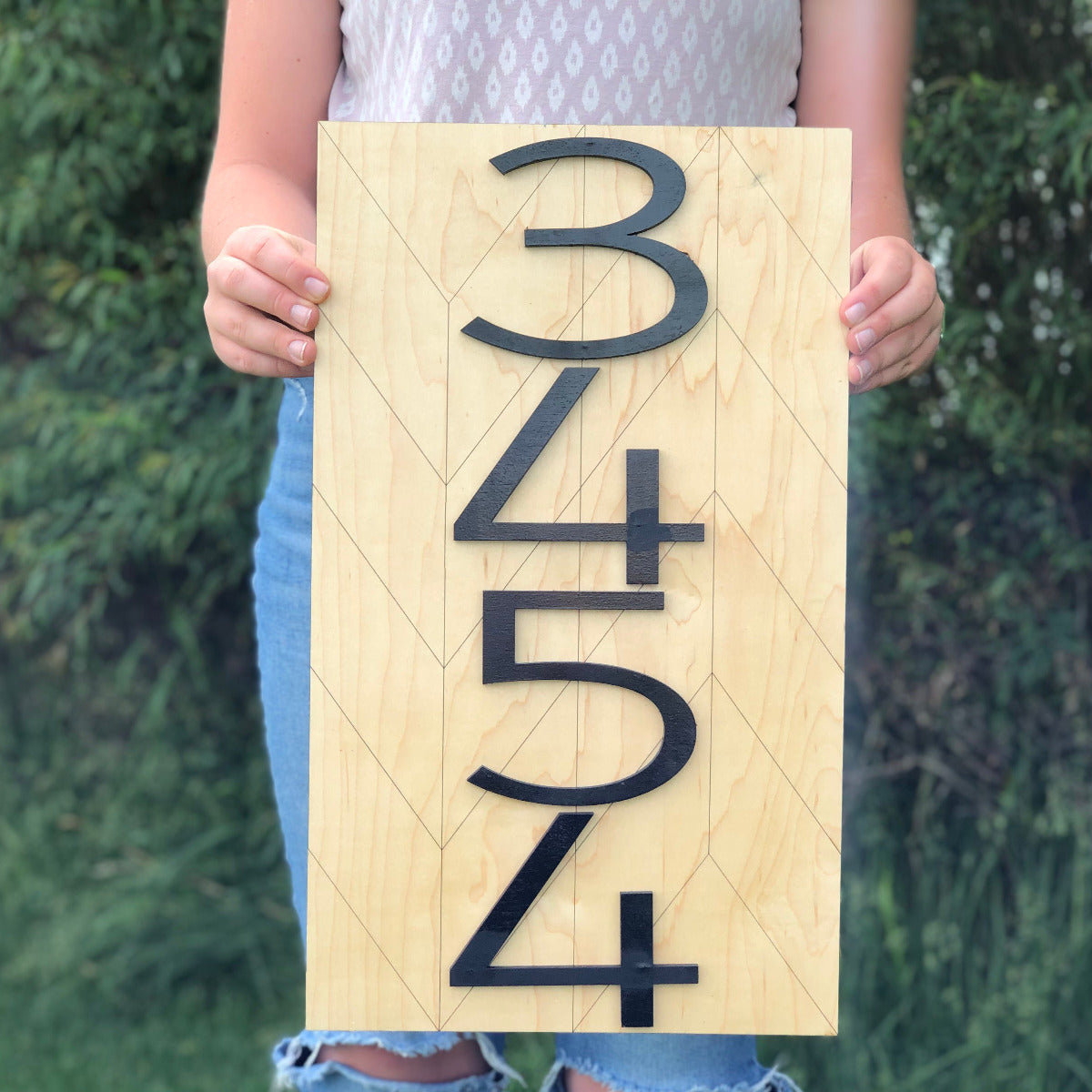 Herringbone Wood Address Sign - A Vision to Remember