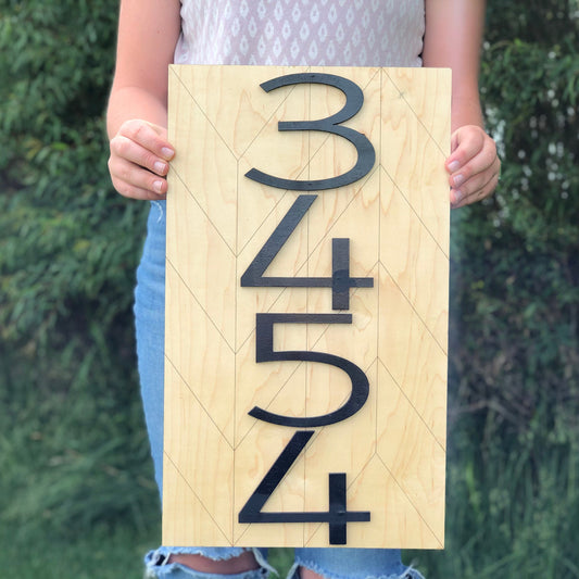 Herringbone Wood Address Sign - A Vision to Remember